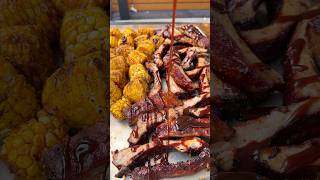 Smoked bbq rib with grilled corn
