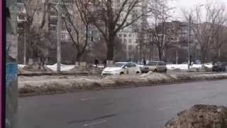 Police car Toyota Prius with blue lights, Odessa