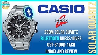 Watch Of Steel! | Casio G-Shock 200m Solar Quartz Bluetooth Watch GST-B100D-1ACR Unbox & Review screenshot 1