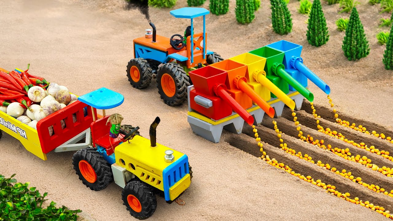 DIY Tractor Making Advanced Seed Drill For Sowing | Mini Farm Machines | HP Mini DIY Tractor