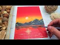 Tutorial PICTURA Acrilica 🌞 APUS de SOARE peste LAC🌞 pentru INCEPATORI