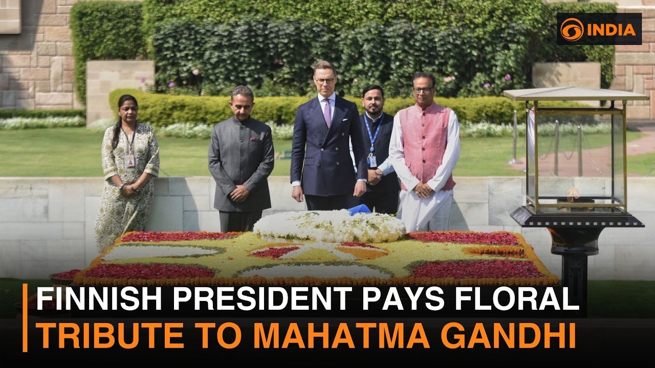 Finnish president pays floral tribute to Mahatma Gandhi & more news | DD India live | 12 PM IST