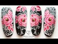 How to paint one stroke rose flower. Acrylic paints nail art. Rose nail art. One move flowers