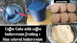 Coffee cake with coffee buttercream + blue buttercream recipe screenshot 5