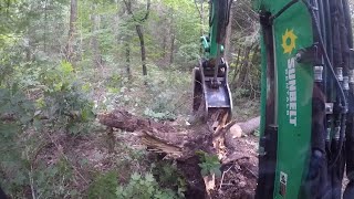 448 Kubota U35-4 Mini Excavator. Beginner Operator. UNEDITED Footage. Clearing forest trails.