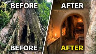 I Found a Massive Ancient Tree and Built a Secret Shelter Inside