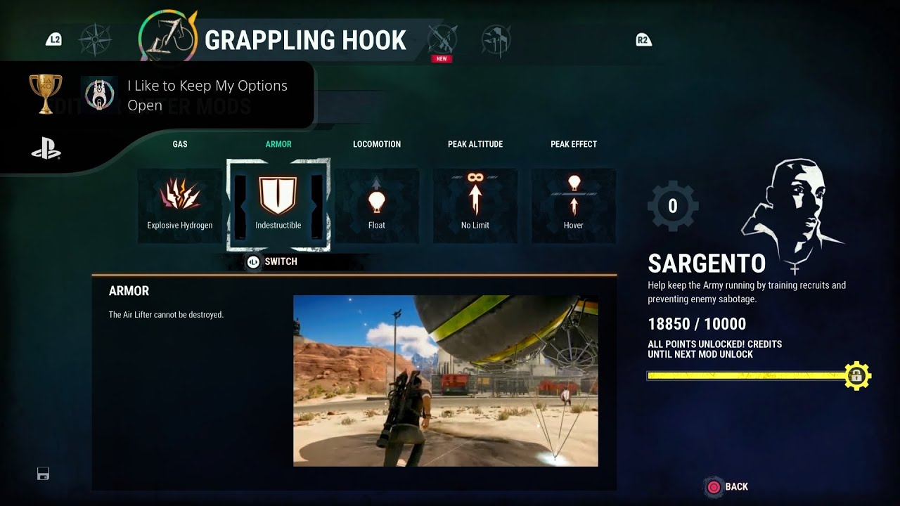 Just Cause 4 PS4 Trophy Guide – I Like to Keep My Options Open 🪂 | Unlock Every Grappling Hook Mod 🎯
