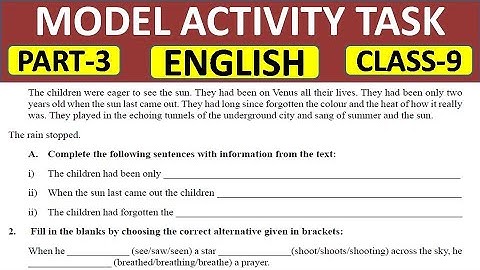 Class-9 Model Activity task English 2021, Part-3 || English with Answer || My পাঠশালা