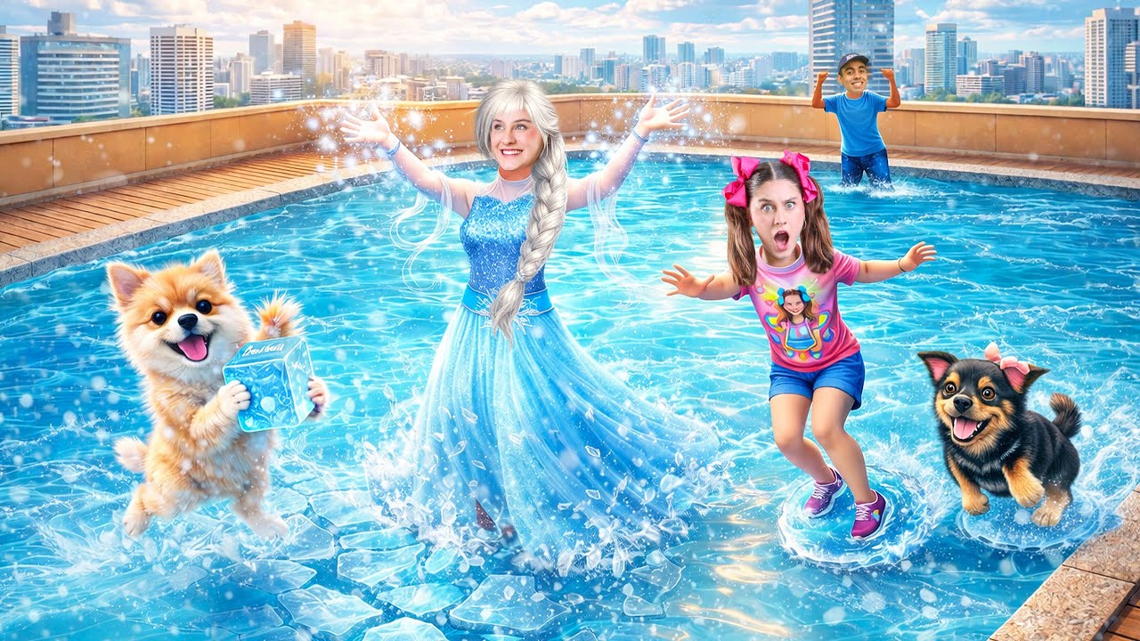 MILENINHA CONGELA A PISCINA PARA SALVAR A PRINCESA DO GELO! ❄️🧊