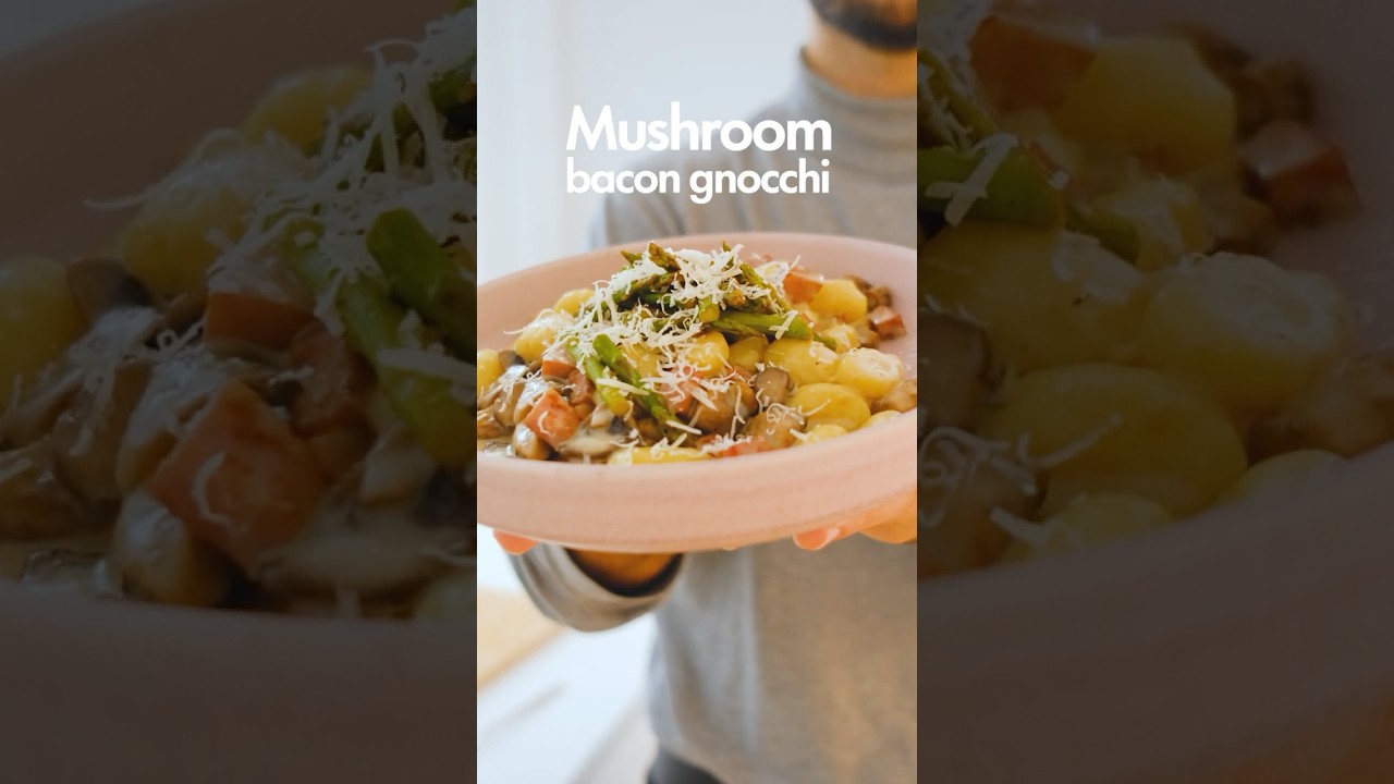 Mushroom & bacon gnocchi 🥔#shorts