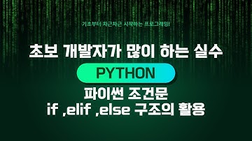 [Python] 초보개발자가 많이 하는 실수 38탄 - 파이썬 조건문 if ,elif ,else 구조의 활용