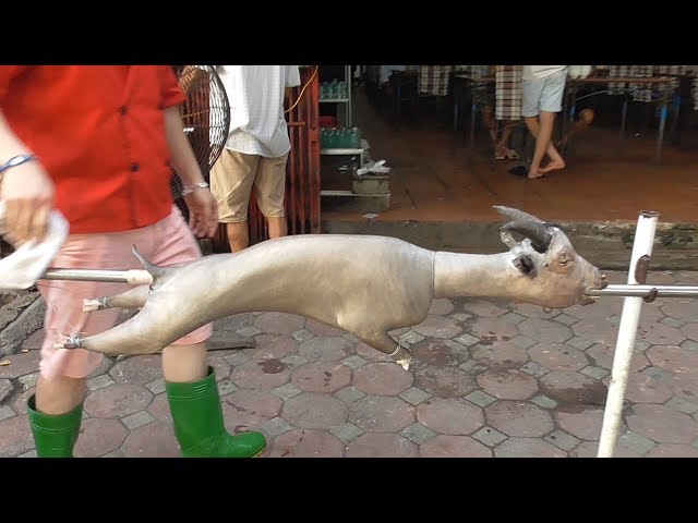 Vietnam street food - White Goat Cooked Whole for Dinner - Street Food in Vietnam