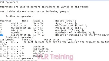 Php Operators In Telugu Part 01-vlr training
