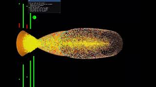 4K SPH Python+Taichi. 100K particles. Merlin 1a engine horizontal test. Better nozzle. Real noise.