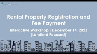 2024 Rental Property Registration Workshop