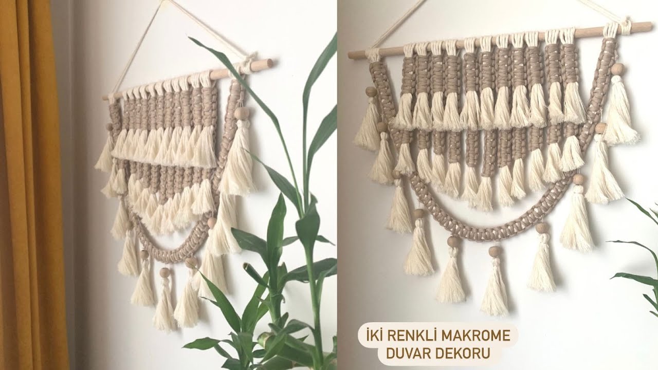 İki Renkli Makrome Duvar Dekoru | Kolay Makrome Duvar Dekoru | Macrame Wall Hanging |DIY