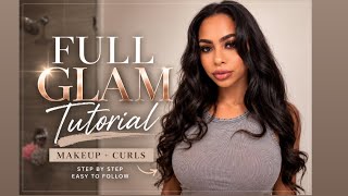FULL GLAM + HAIR GRWM ✨ My Step-by-Step Makeup & Curls Routine