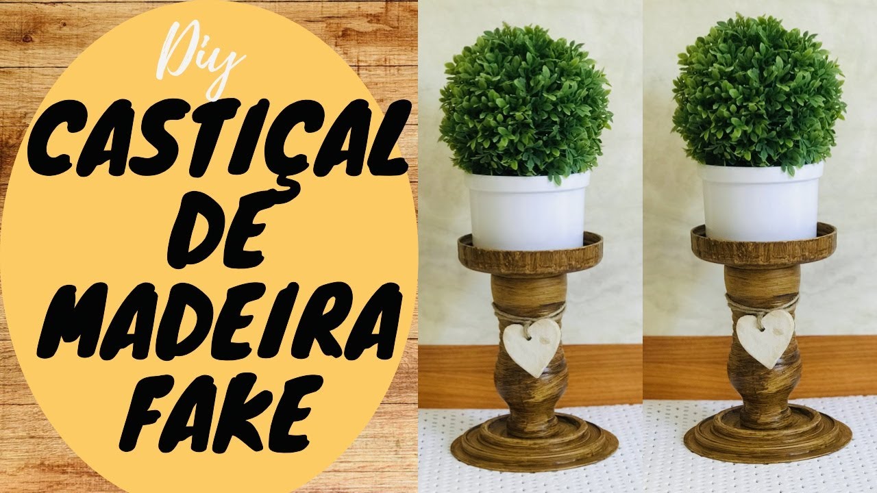 IDEIA COM POTE DE IOGURTE / CASTIÇAL  DE MADEIRA FAKE