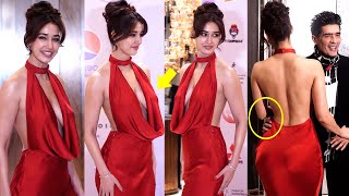 Oops.. it's Clearly Flashing 😲😱 Disha Patani In Very Open Red Satin Outfit At FEF Awards Show