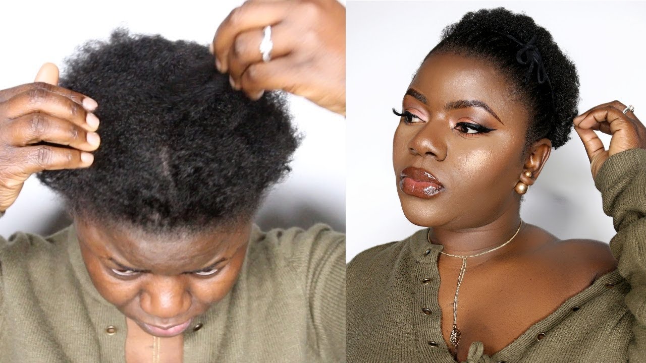 How To: Mini Puff On Short Relaxed Hair | Dilias Empire. - YouTube