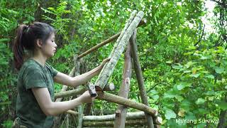 Full video: 90 days of building a wilderness shelter - bushcraft survival camping, wild harvest