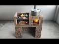 Build an outdoor wood stove from bricks and cement