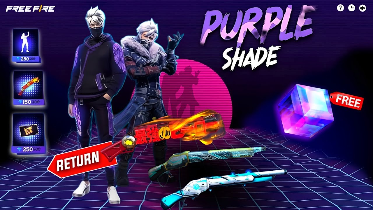Purple Shade Bundle🔥 M1887 Gun Skin Return🤯 ( Confirm Date ) Upcoming Event Free Fire, Ff New Events