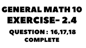 10th Class General Math, Chapter 2 , Exercise -2.4  Question 16,17,18 Complete