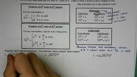 5.1 Simplifying Radical Expressions