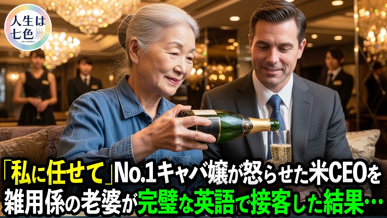 キャバクラでいじめられる雑用係のおばあさん。しかし、彼女が完璧な英語でアメリカ大企業CEOを接客した結果…【スカッと】