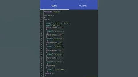 โปรแกรมคำนวณเกรด A,B,C,D,F 0-100.