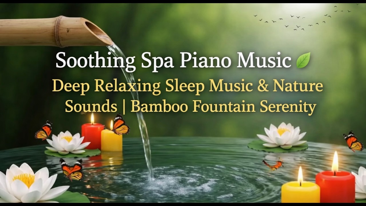 Soothing Spa Piano Music 🌿 Relaxing Sleep Music & Nature Sounds | Calm Fountain