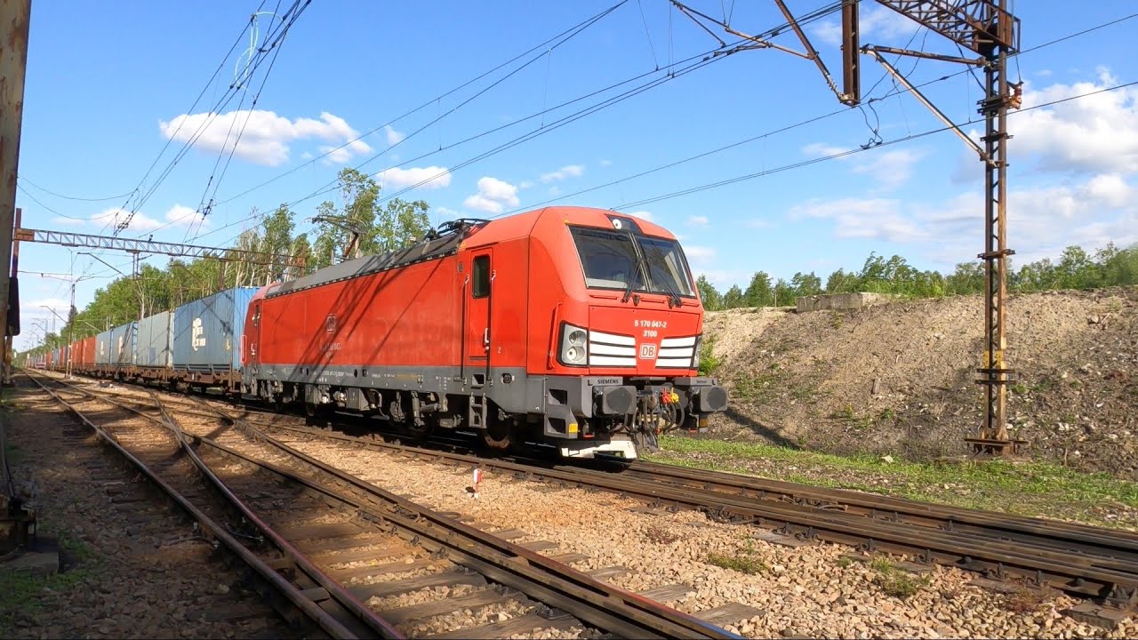 Katowice Muchowiec - Vectron DB z pociągiem kontenerowym / trains in Poland