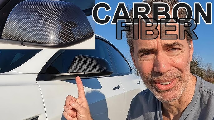 Carbon fiber mirror cover for Tesla Model Y 2023 rear spoiler, wheel covers  upgrade by EVBASE 