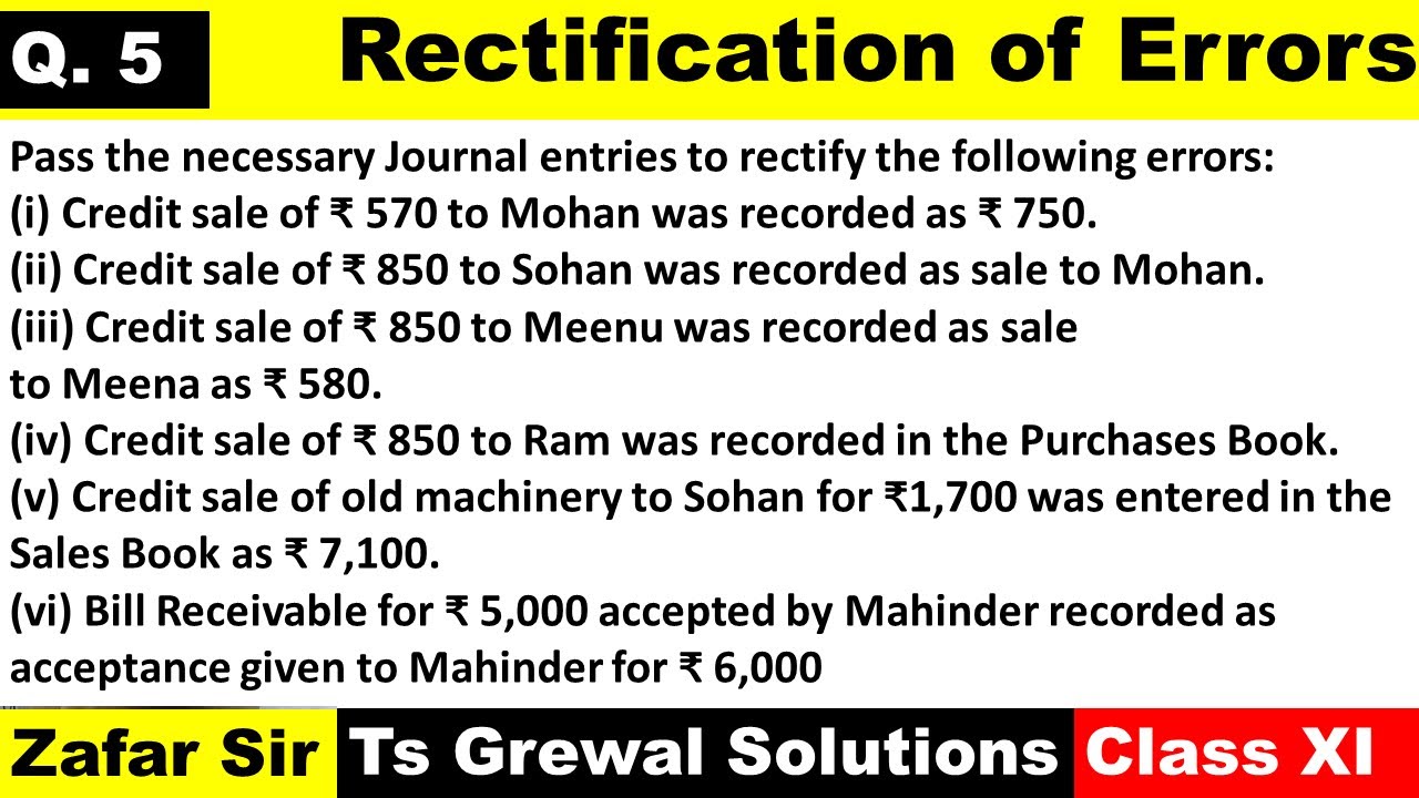 Rectification of Errors: Que 5 Solution | Rectification of Errors Ts ...