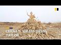 In China farmer crafts clothing from crops