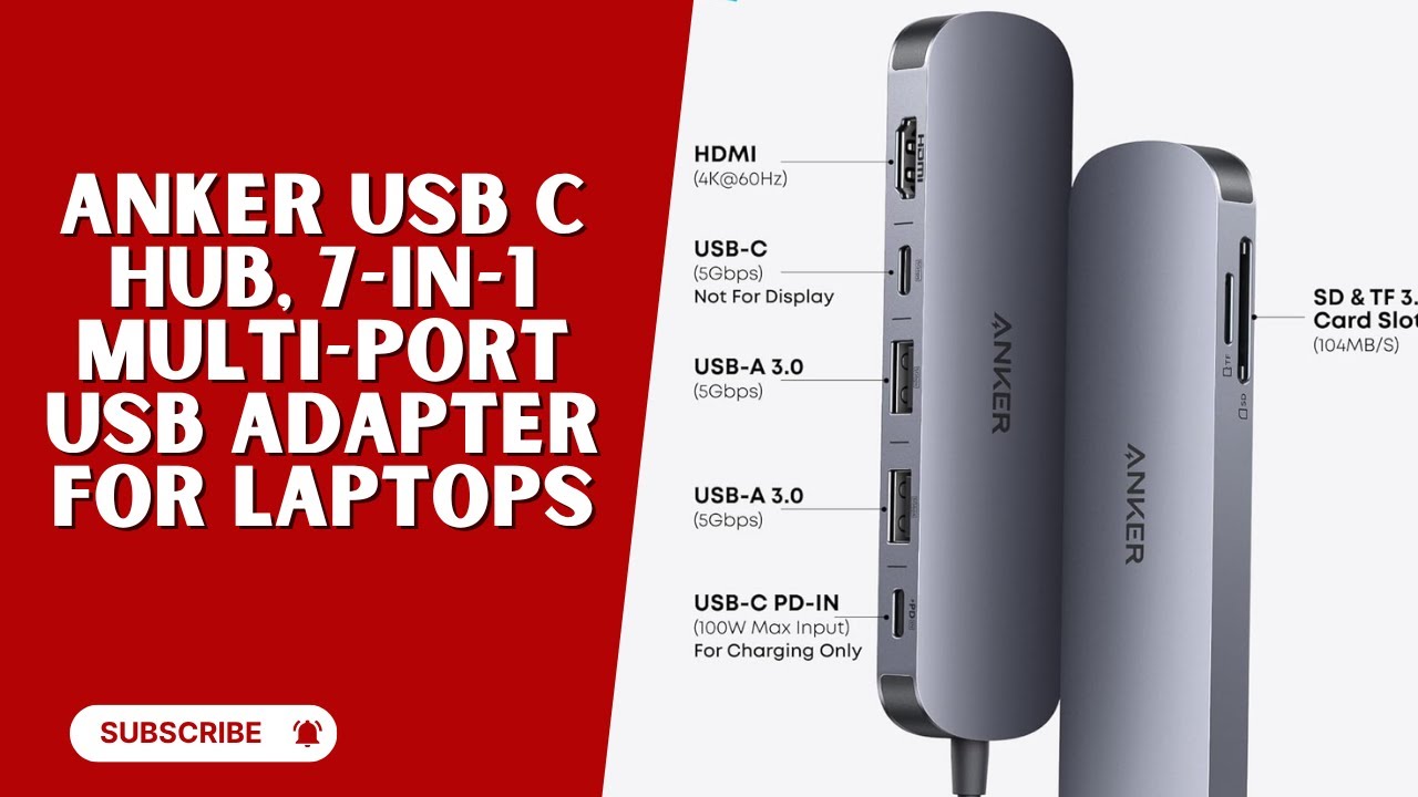Anker Usb C Hub 7-in-1 Multi-Port Adapter for Laptops Macbook - Blac