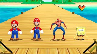 Mario Party 9 Minigames - Luigi Vs Spider Man Vs Mario Vs Spongebob (Master Difficulty)