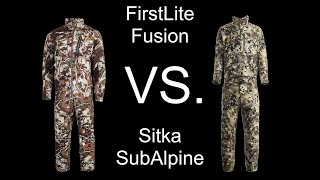 FirstLite Fusion Vs. Sitka SubAlpine in 16 Backgrounds Side by Side Comparison