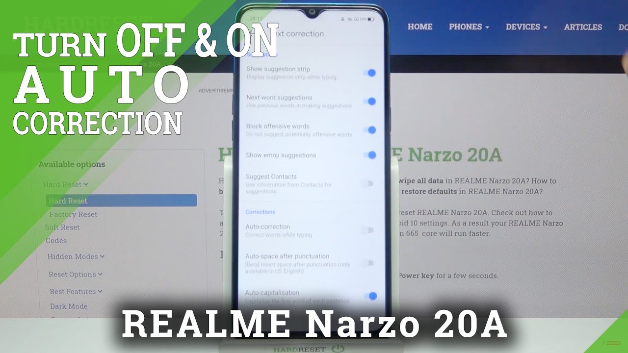 Activate Auto-Correction - REALME Narzo 20A & Keyboard Settings