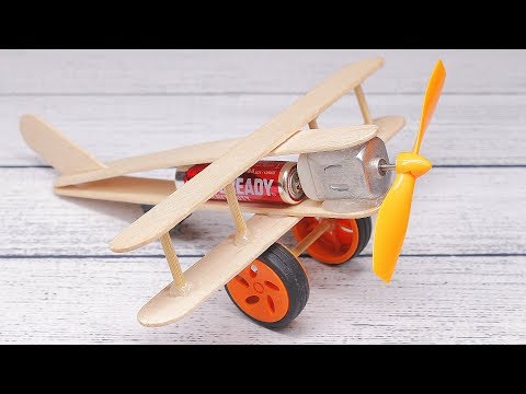 How to make A Plane with DC Motor - Toy Wooden Plane DIY