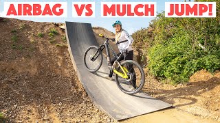 RIDING THE NEW AIRBAG AND MULCH JUMP AT THE LOCAL BIKEPARK!