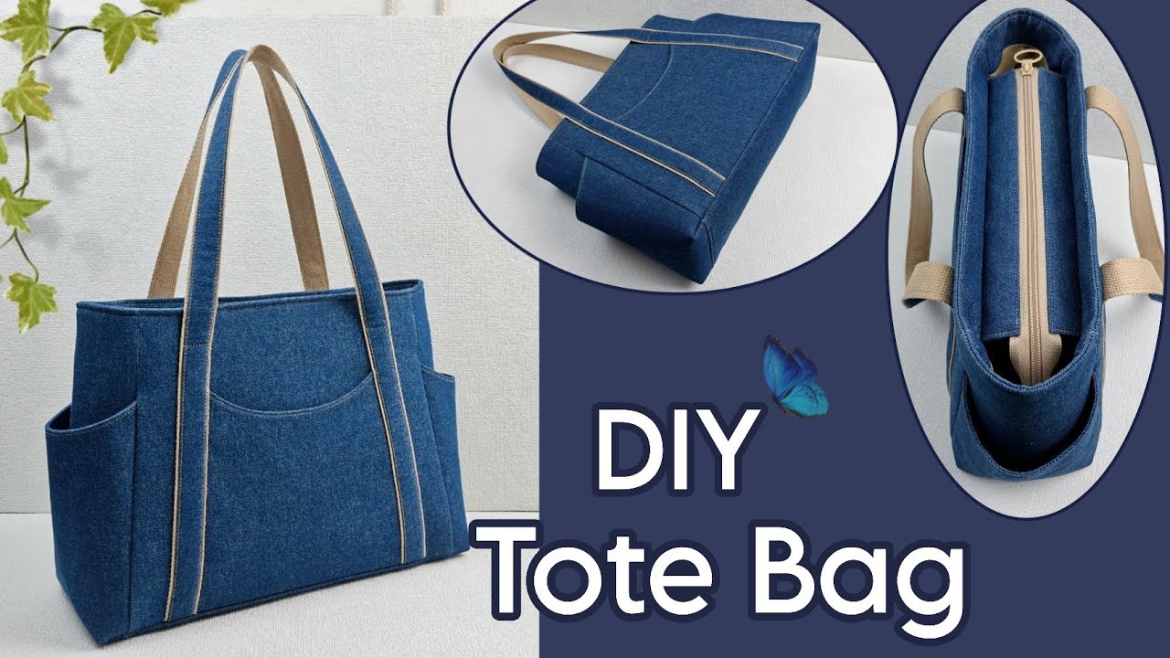 DIY Cara Membuat Tas/Tote Bag with Zipper/Tutorial & Pattern 