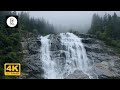 Waterfall in the Foggy Mountains 4K - Nature Sounds for Relaxation