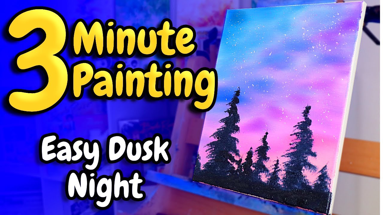 Easy & Fast Bob Ross Painting For Beginners - Dusk Painting! - Youtube
