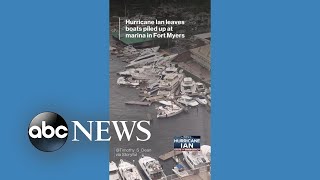Hurricane Ian leaves boats piled up at marina in Fort Myers