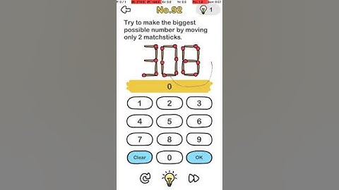 #GAMING TIPS AND TRICKS/BRAIN-OUT:LEVEL92 try to make the biggest possible number by moving only 2 m