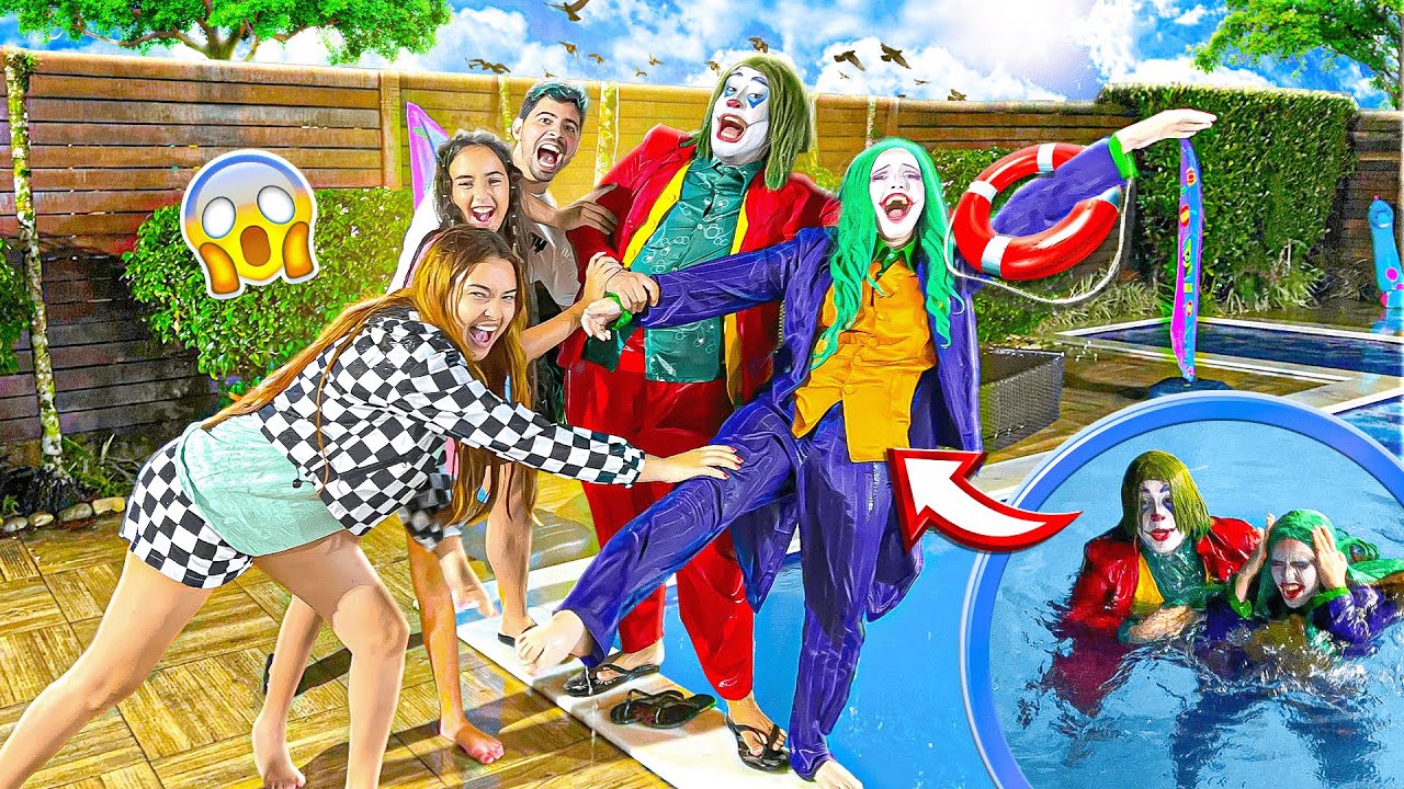 EMPURRAMOS A LADY JOKER E JOKER NA PISCINA !! ELES PASSARAM DOS LIMITES!!
