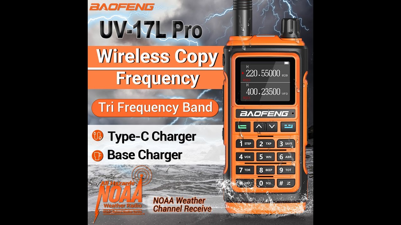 NEW Baofeng UV-17L Pro Tri Band Wireless Copy Frequency NOAA Encrypted Waterproof Portable Radio