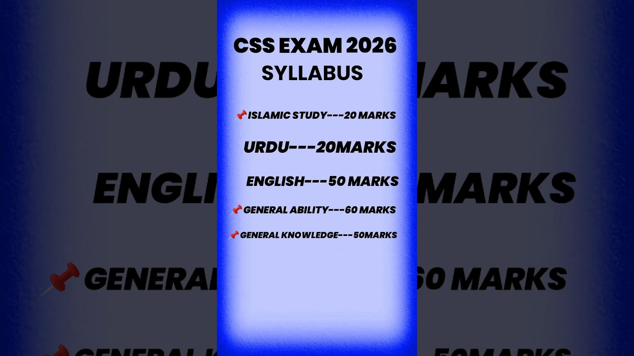 CSS Exam 2026 Syllabus | Subject Wise Marks & Passing Criteria | Latest FPSC Update